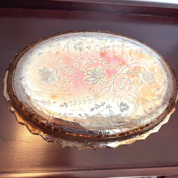 1950s Jeannette Glass Company Floragold oval plate or tray - Picture 7 of 8